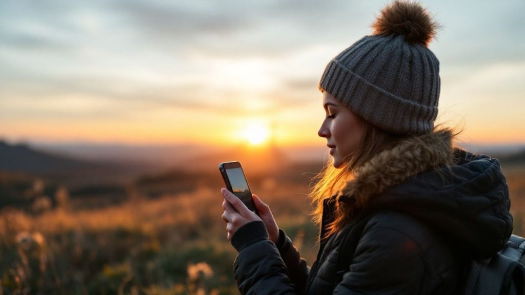 Eine Frau sucht auf ihrem Smartphone Instrgram Freunde