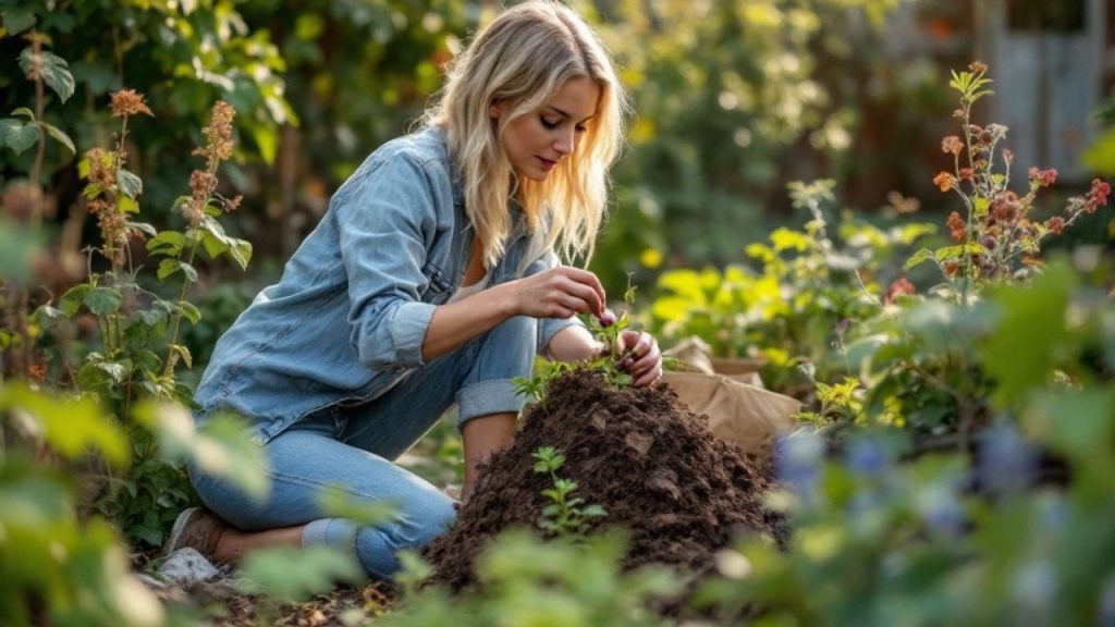 Eine Frau in ihrem Garten